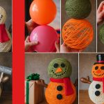 pupazzo di neve con spago e palloncini
