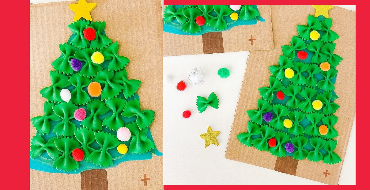 alberelli natale con la pasta farfalle