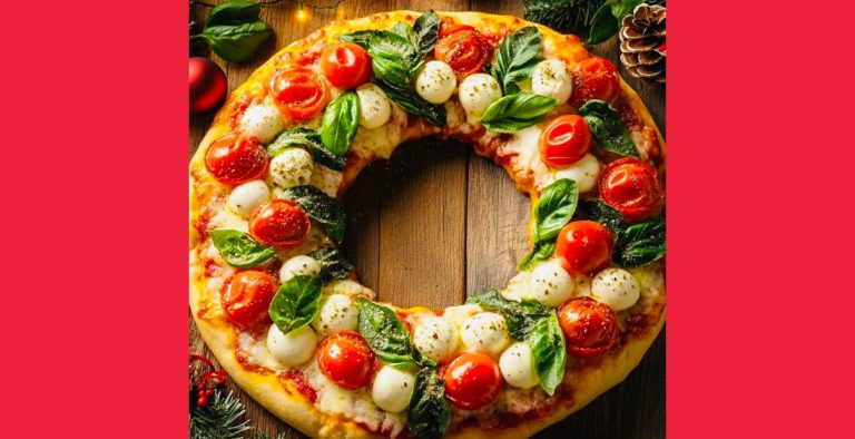 Pizza ghirlanda di Natale perfetta anche come centrotavola per le feste