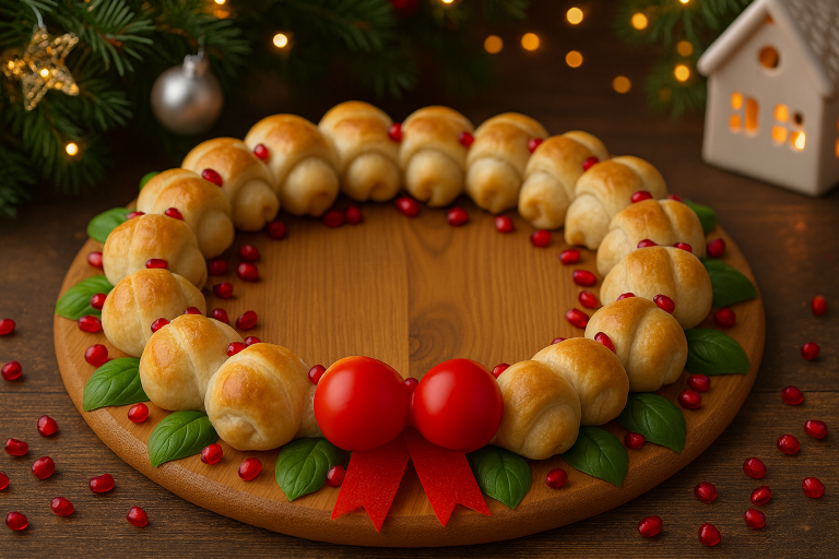 Ricette facili di Natale: la corona di sfoglia ripiena che diventa centrotavola