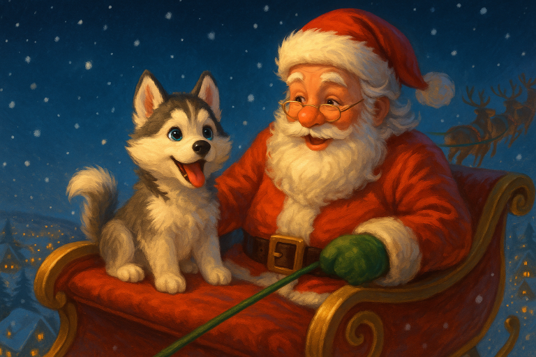 Il primo Natale di Frosty, il cucciolo di husky