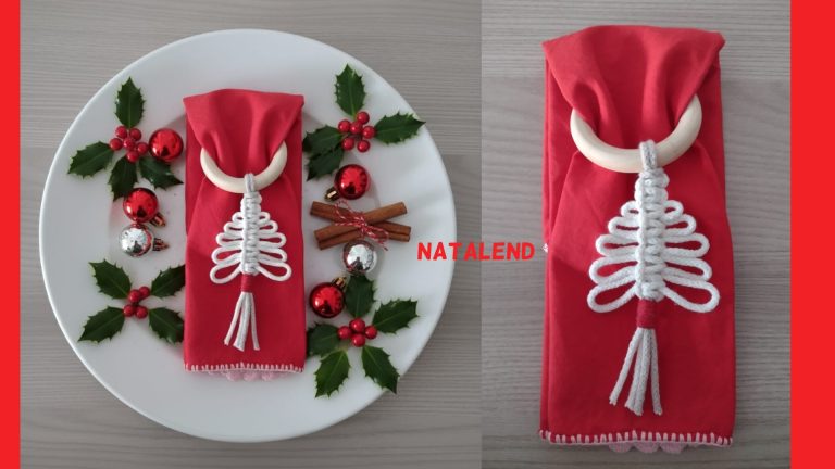 Portatovagliolo albero di Natale in macramè: un segnaposto elegante e fatto a mano (TUTORIAL)