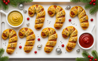 Bastoncini Salati di Sfoglia a Forma di Candy Cane bastoncini wurstel